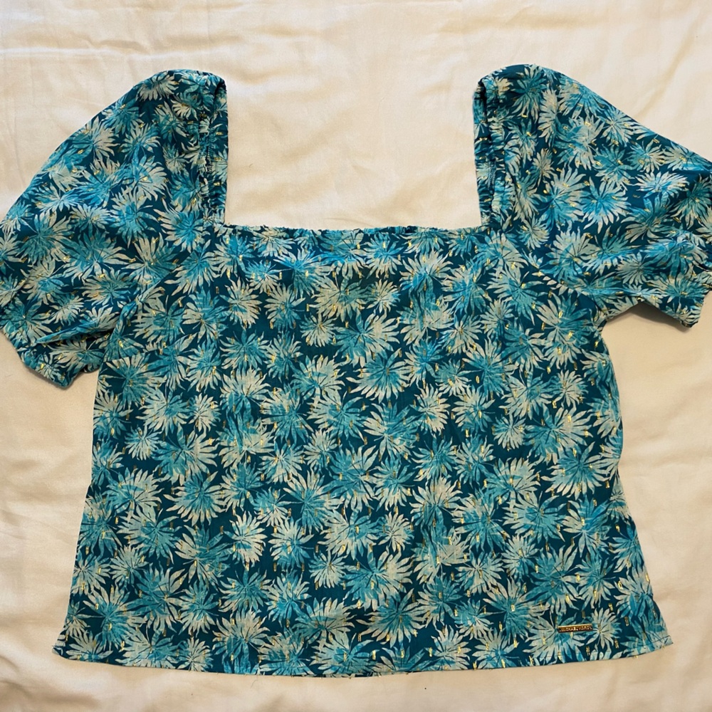 New MICHAEL Michael Kors Nassau Teal top with gold thread size XL reg price $98
